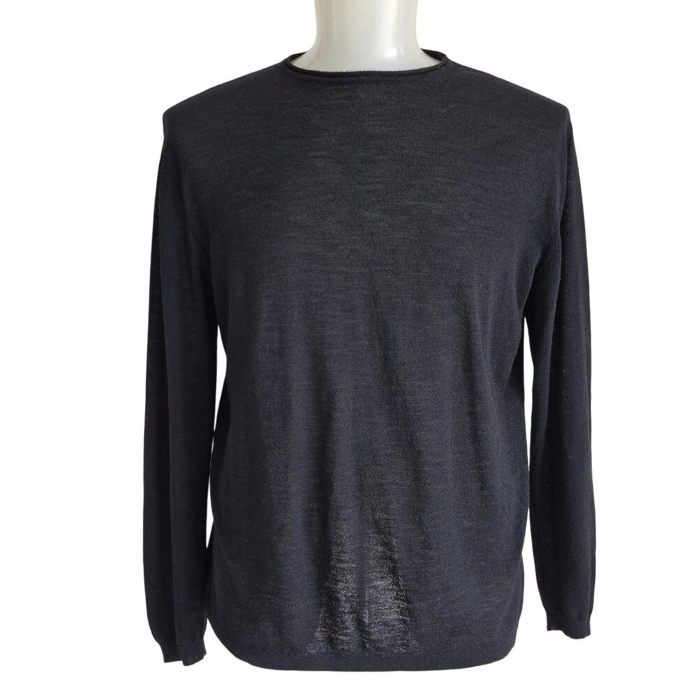 Hugo Boss Roll Neck Wool Blend Lightweight Sweater Black Made in Italy Size L